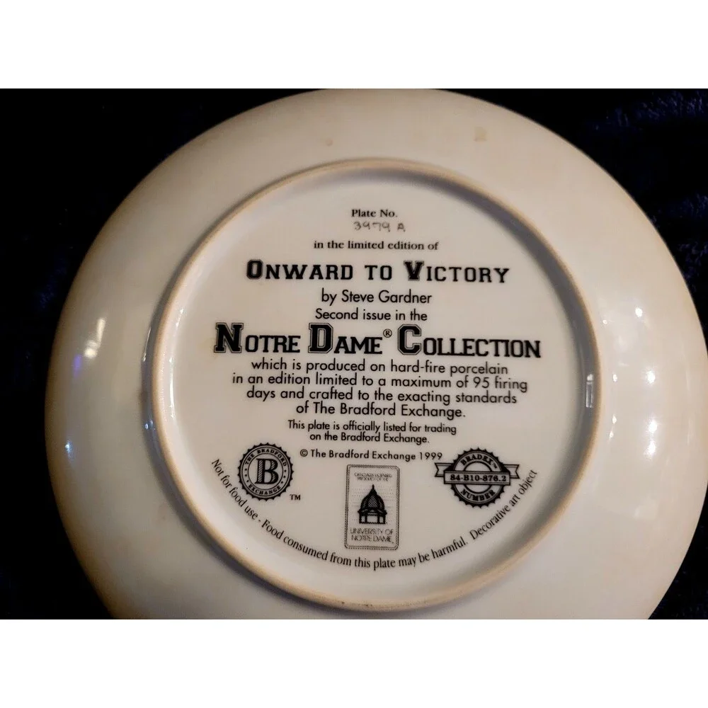 1999 VTG Bradford NCAA Notre Dame Collector Plate Ltd w/COA 